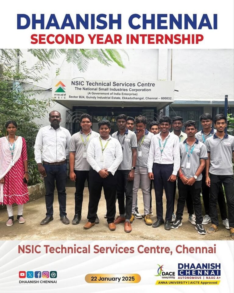 Our second-year students are gaining hands-on experience during their internship at the NSIC Technical Services Centre, Ekkaduthangal, Chennai, on 22nd January 2025.